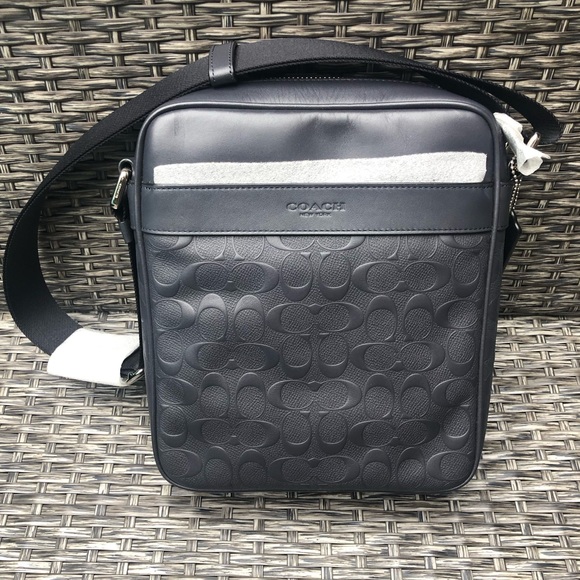 Coach Signature Leather Flight Crossbody Bag NWT - Midnight